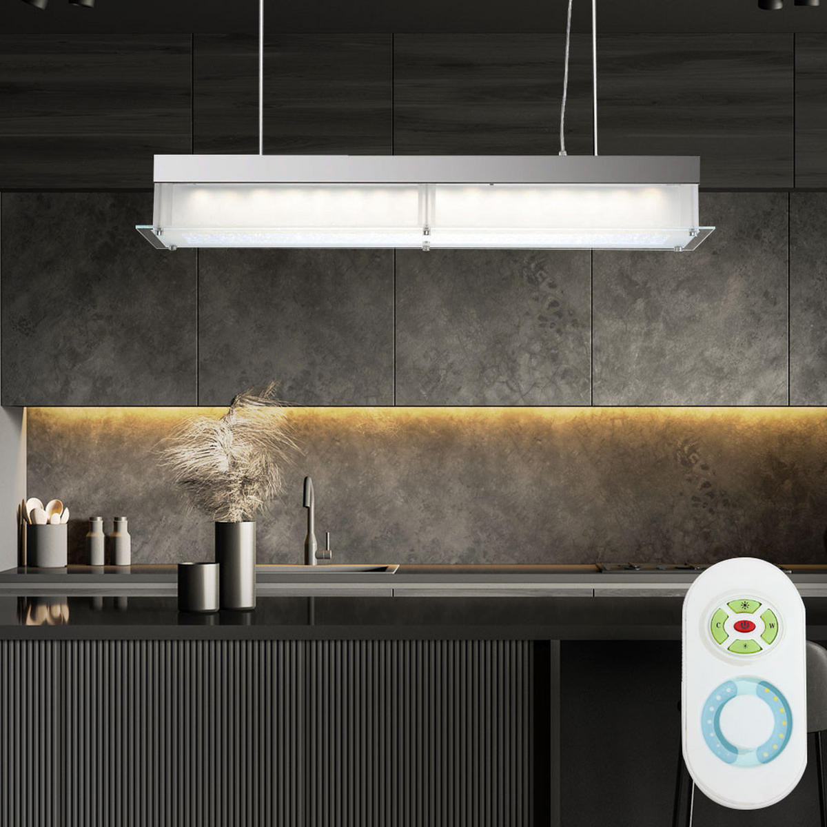 LED HÄNGELEUCHTE Chrom Silber SOKRATES - Silberfarben, Glas (80/20/93cm) - Globo Lighting