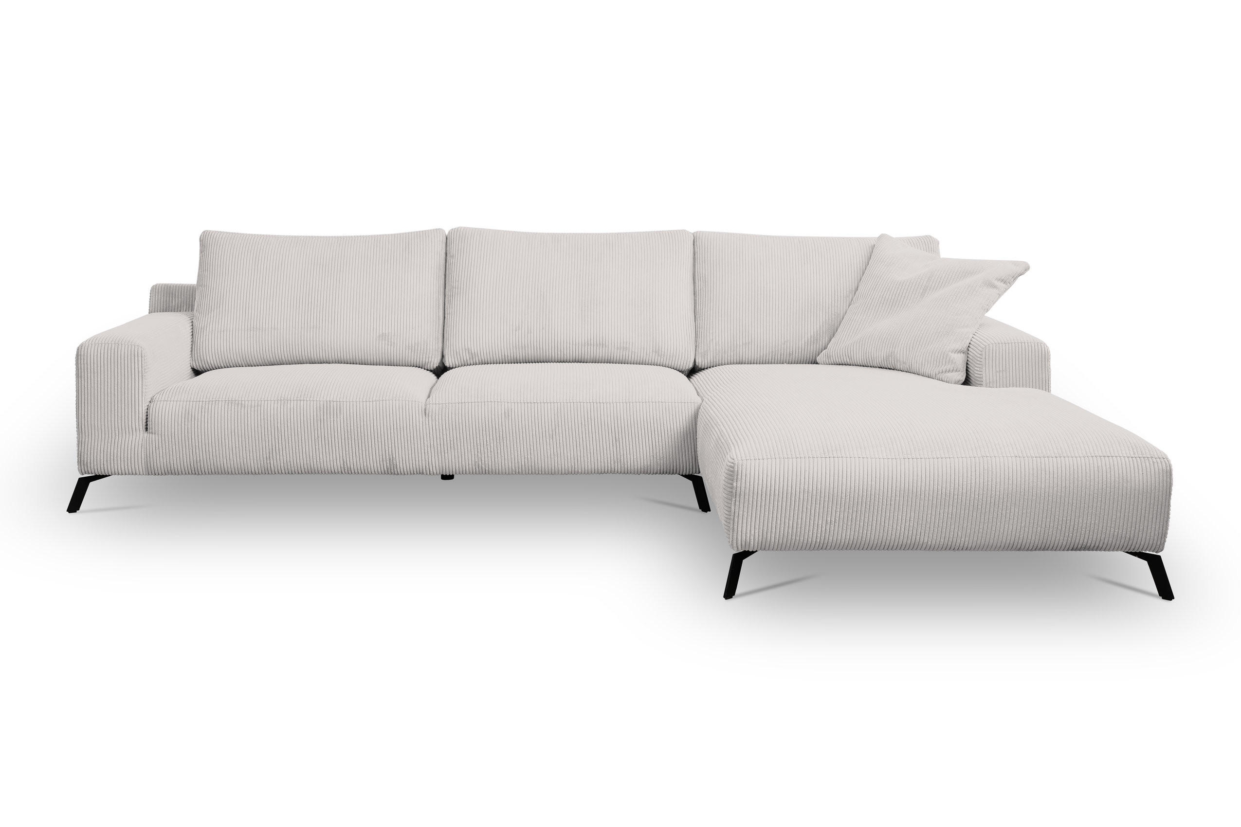 ECKSOFA Aspen in L-Form, Coach Farbe: Beige, Cordstoff, Ottomane Rechts - Beige, Textil (312/187cm) - VENASI MÖBEL