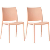 GARTENSTUHL 2er Set Kunststoff Pfirsich - Pink, Kunststoff (42/81/49cm) - CLP