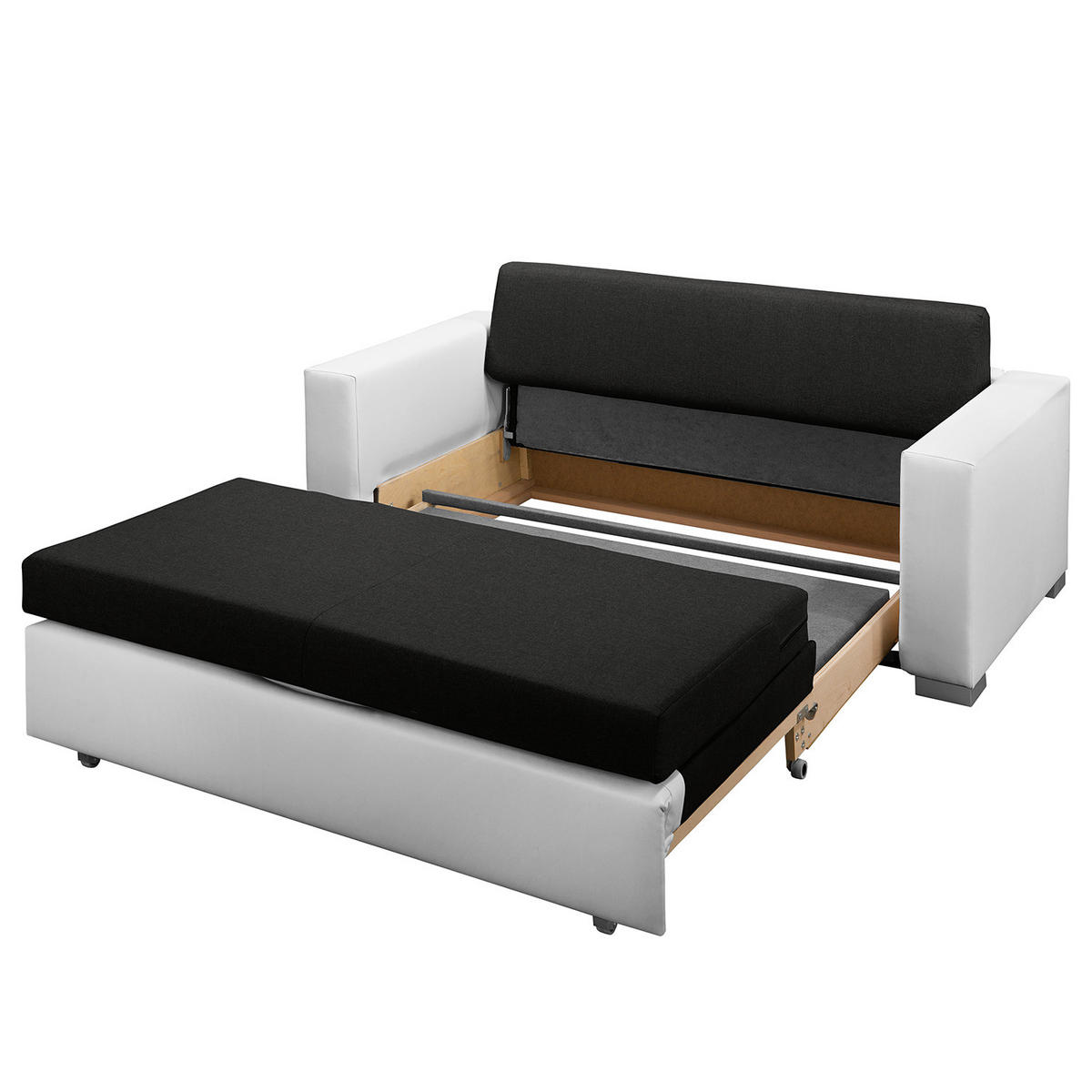 SCHLAFSOFA - Silberfarben/Weiß, Kunststoff/Textil (153/90/90cm) - home24