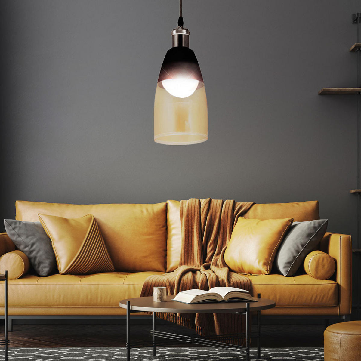 HÄNGELEUCHTE Glasschirm Beige - Beige, Glas/Metall (13/13/134cm) - Globo Lighting