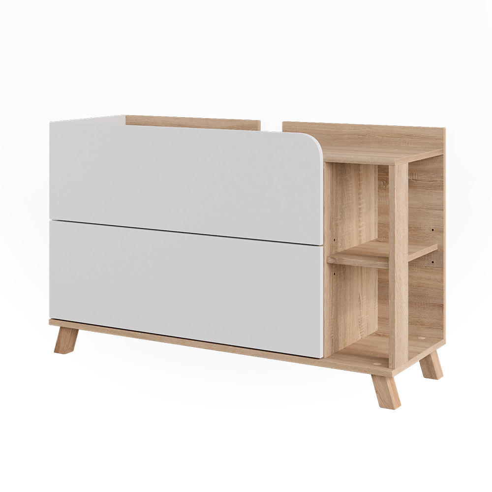 WASCHBECKENUNTERSCHRANK Karen Sonoma/Weiß 100 x 65 cm mit 2 Schubladen - Weiß/Sonoma Eiche, Holzwerkstoff (100/65/35cm) - Vicco