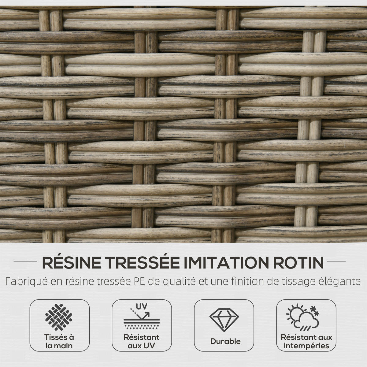 GARTENLOUNGE-SET 4tlg. DE-13640 2-Sitzer-Sofa mit Hocker & 2 Tischen Beige & Braun - Mokka, Kunststoff/Metall - ComfortXL