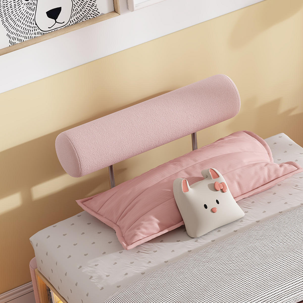 POLSTERBETT 90/200 cm in Pink mit offenem Stauraum, LED und flexibel montierbaren Kopfstützen aus Samt - Schwarz/Rosa, Holzwerkstoff/Textil - STILVORA