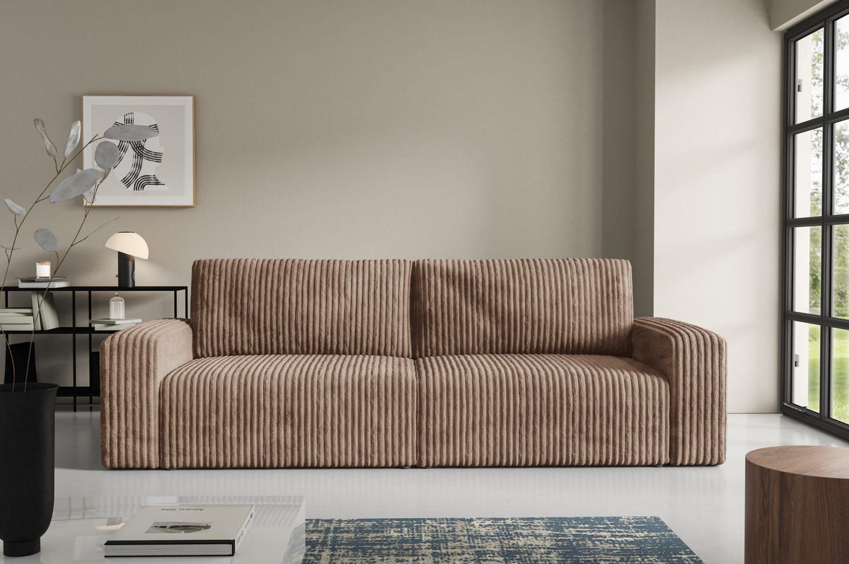 SCHLAFSOFA 4-Sitzer Cord Brown - Braun, Textil (244/70/102cm) - Furnisell