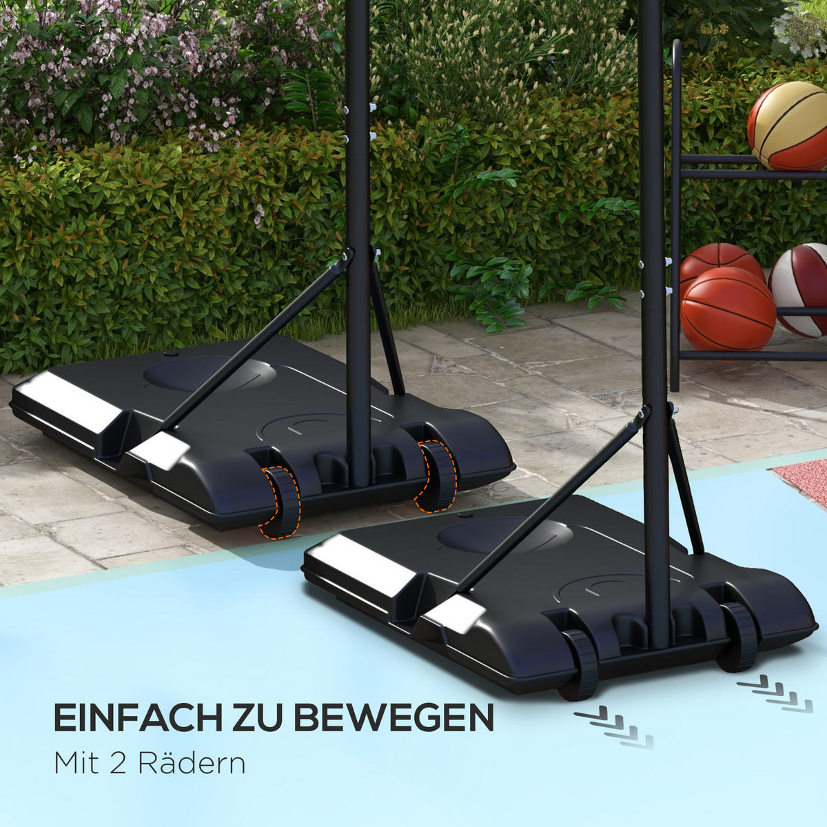BASKETBALLKORB DE-10450 höhenverstellbar, freistehend mit Rädern - Multicolor, Metall (2.1/72cm) - ComfortXL