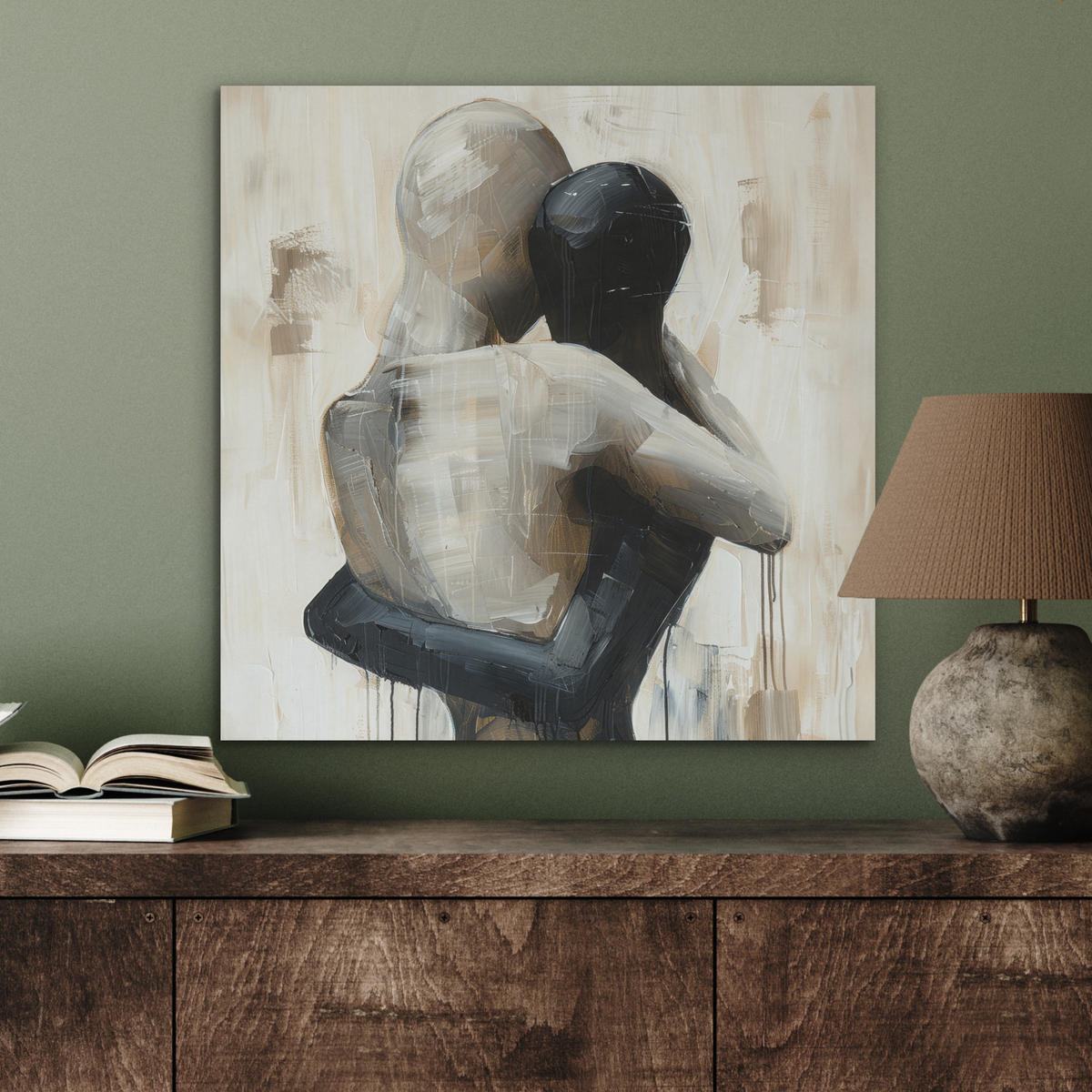 AKUSTIKBILD Abstrakt - Liebe - Schwarz und weiß - Modern Wandbilder 60x60 cm - Schwarz, Kunststoff (60/60/0.9cm) - MuchoWow
