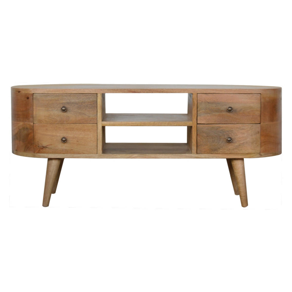 ZAOBLJENA KONZOLNA MIZA - rjava, les (110/35/47cm) - Artisan Furniture