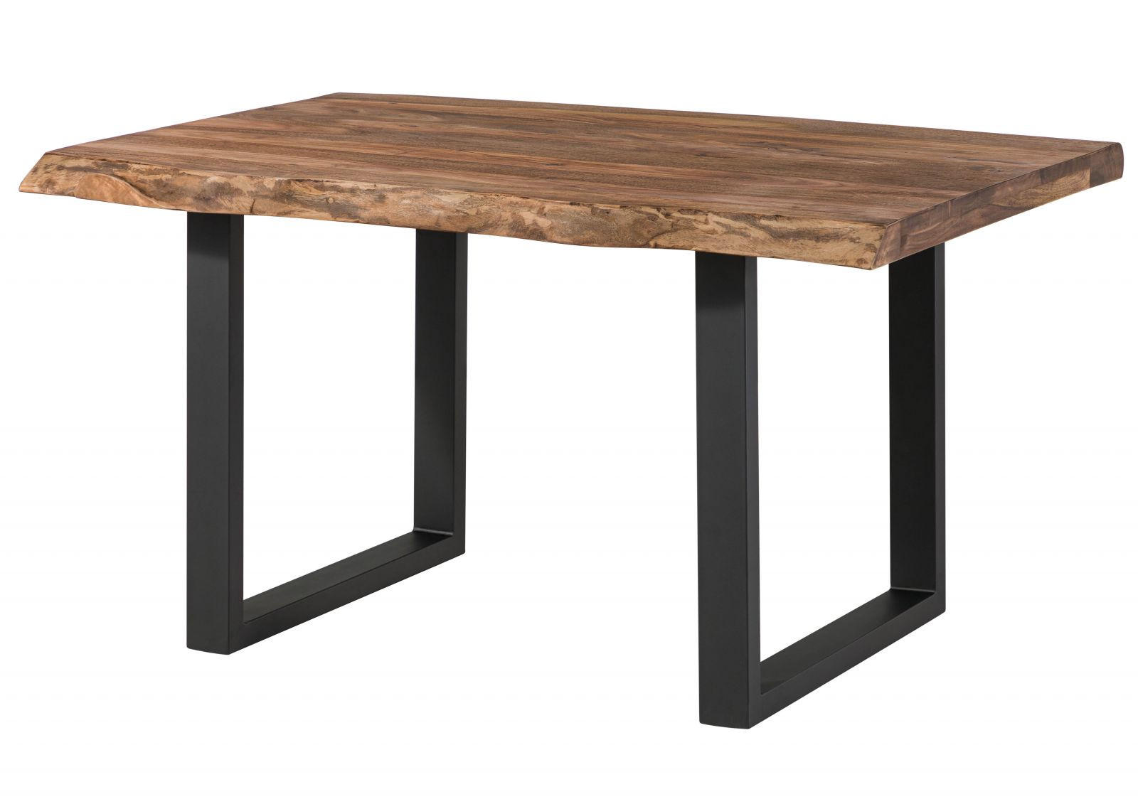 BAUMTISCH Sheesham 140x90x77 grau gebeizt / U-Beine anthrazit matt FREEFORM 5 - Anthrazit/Grau, Holz (140/90/77cm) - Massivmoebel24