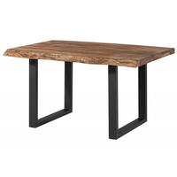 BAUMTISCH Sheesham 140x90x77 grau gebeizt / U-Beine anthrazit matt FREEFORM 5 - Anthrazit/Grau, Holz (140/90/77cm) - Massivmoebel24