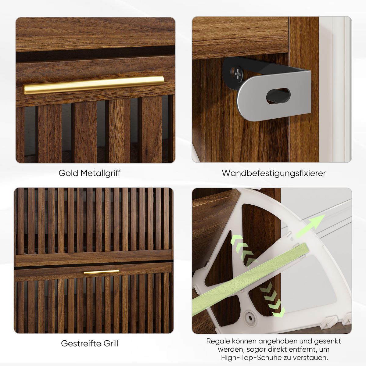 SCHUHSCHRANK aus MDF & Spanplatte in Walnuss mit Kippschutz - Walnussfarben, Holzwerkstoff (60/93/24cm) - Modfu