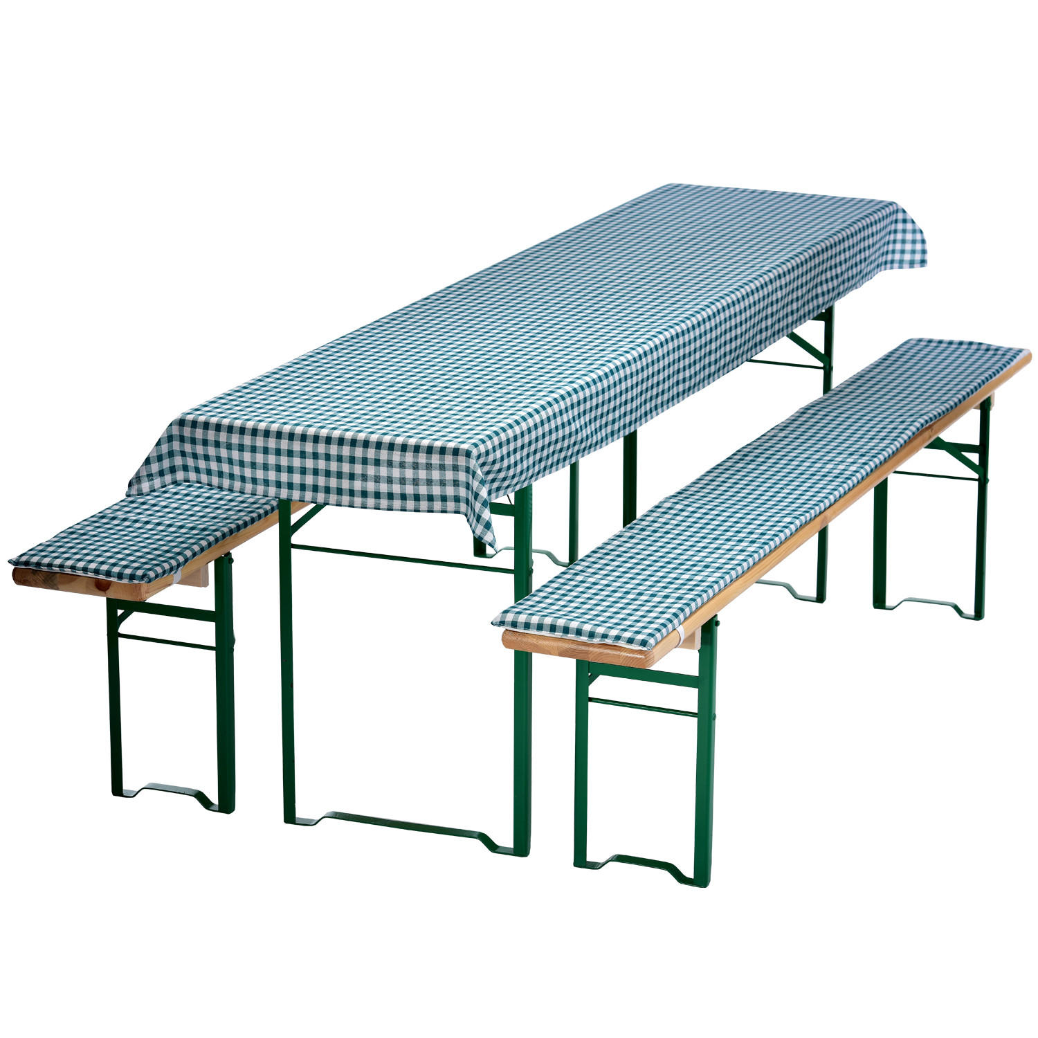 BIERBANKAUFLAGEN Set 130x70 cm Grün Kariert - Grün, Textil (70/130cm) - NYVI