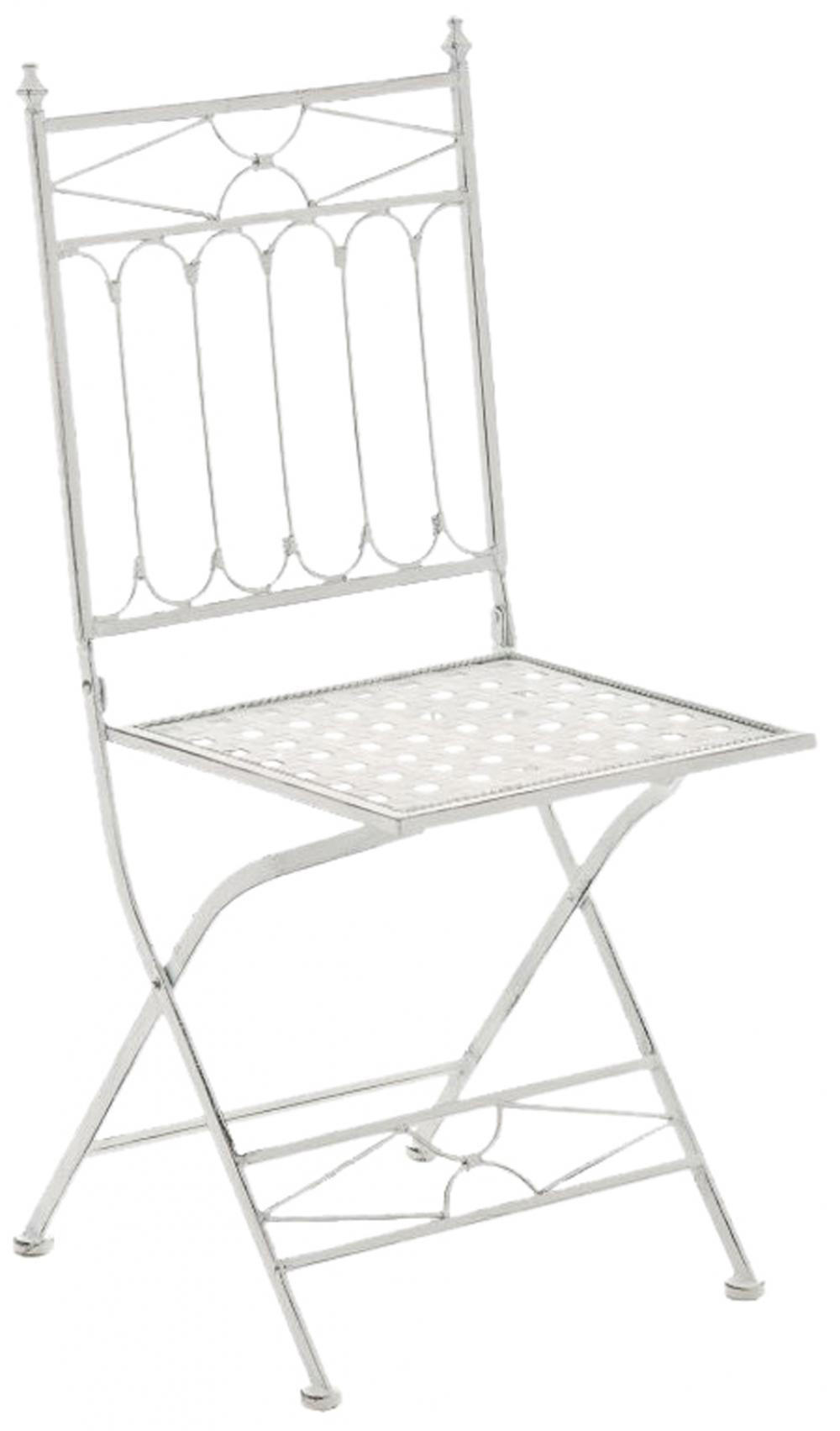 GARTENKLAPPSTUHL 2er Set Metall antik weiß - Weiß, Metall (42/94/40cm) - CLP