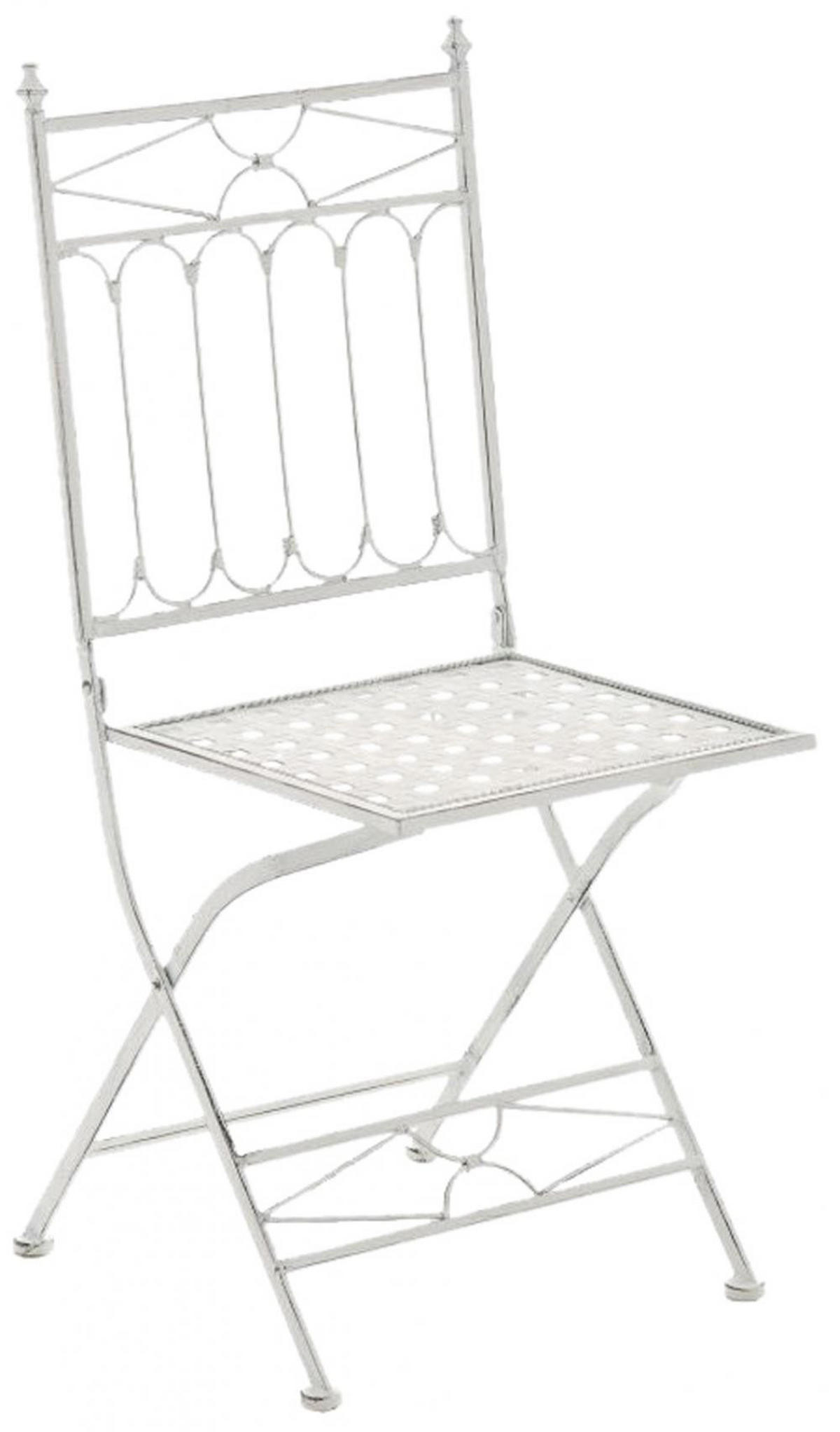 GARTENKLAPPSTUHL 2er Set Metall antik weiß - Weiß, Metall (42/94/40cm) - CLP