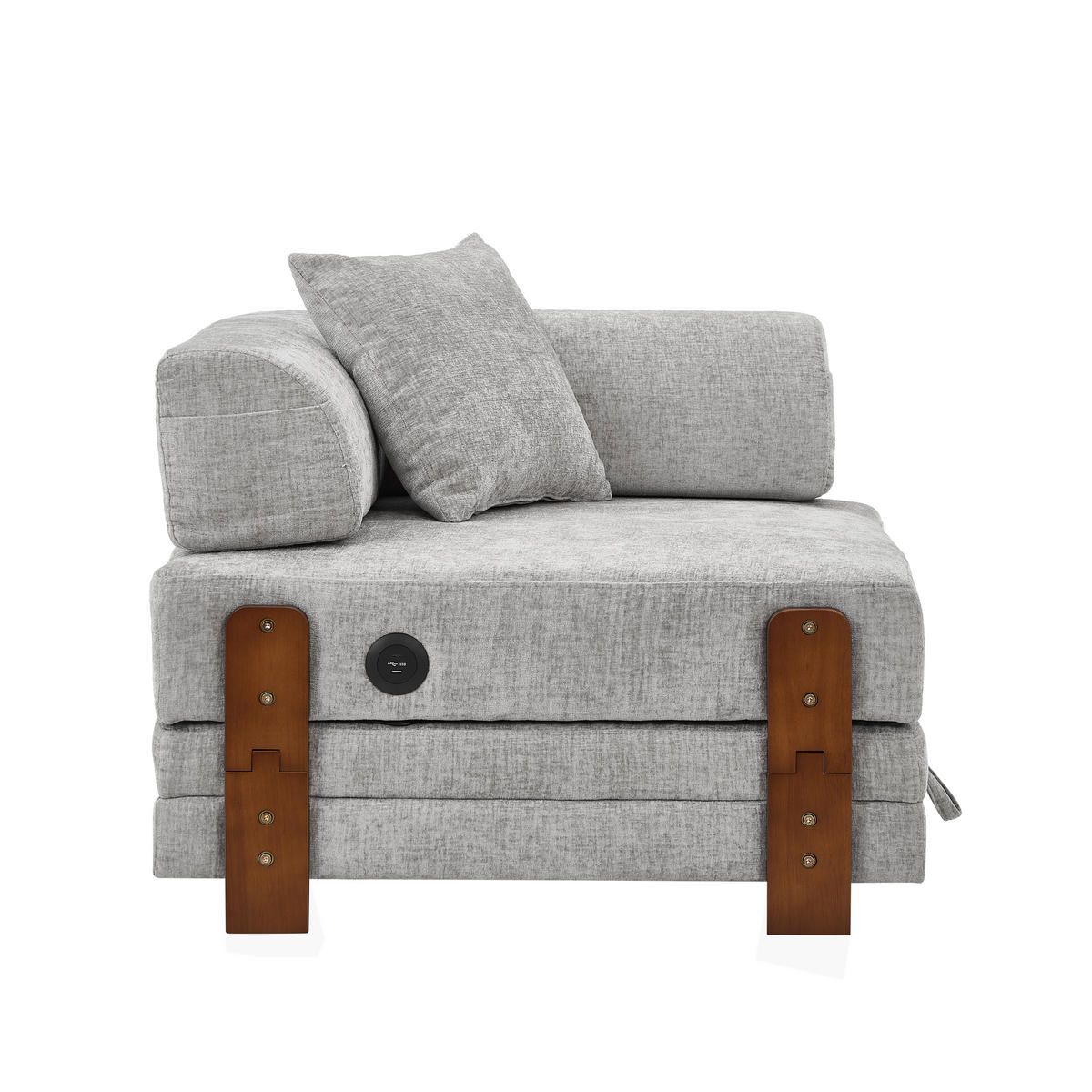 SCHLAFSOFA DE-35099 mit USB und Stauraum Hellgrau - Hellgrau, Textil (170.5/48/84cm) - ComfortXL