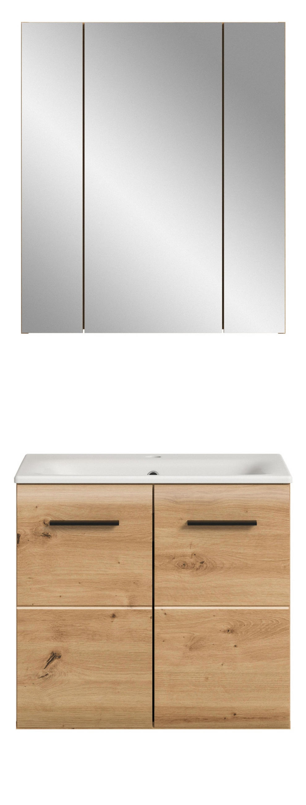 BADMÖBEL-SET 2-teilig in Artisan Eiche, Badkombination 60 x 185 cm, Cover - Schwarz/Eiche Artisan, Glas/Keramik (65/185/30cm) - Inn.Furn