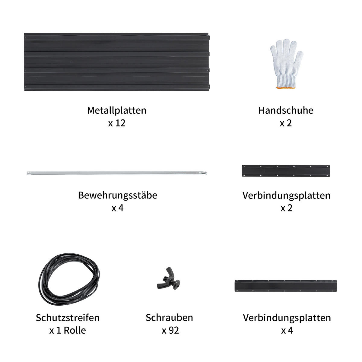 HOCHBEET 190/90/64 cm Holzmaserung (1 Stück) - Schwarz, Metall (90/64/190cm) - Oxeza