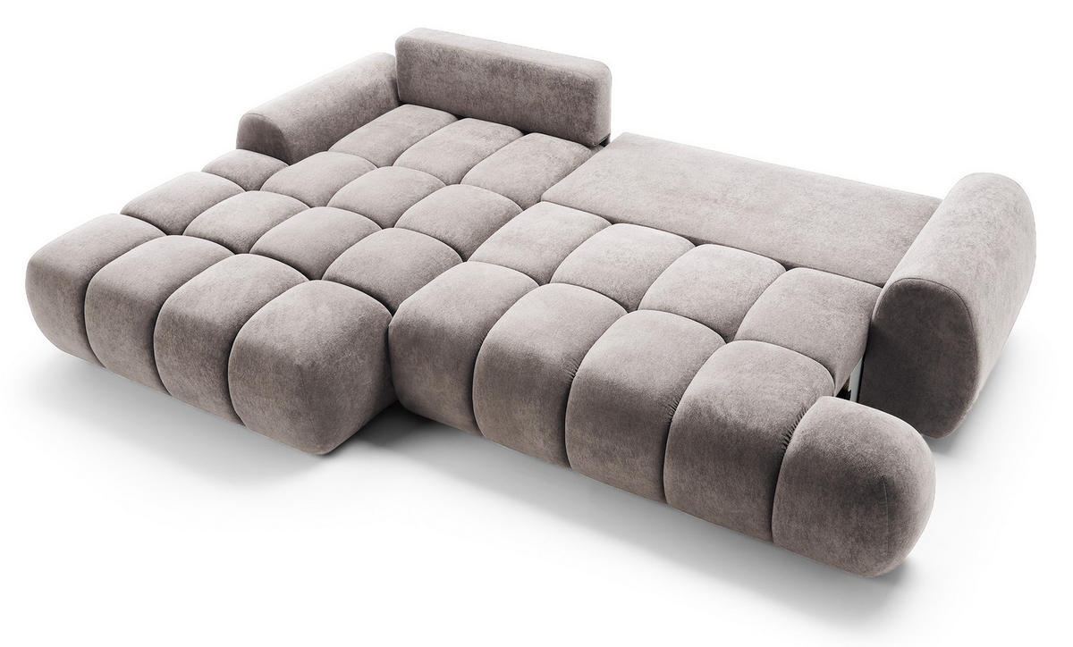 ECKSOFA 280 cm Valerio mit Bettkasten, 280 cm, Links, Schlaffunktion, Hellgrau - Hellgrau, Holz (280/177cm) - Emporius