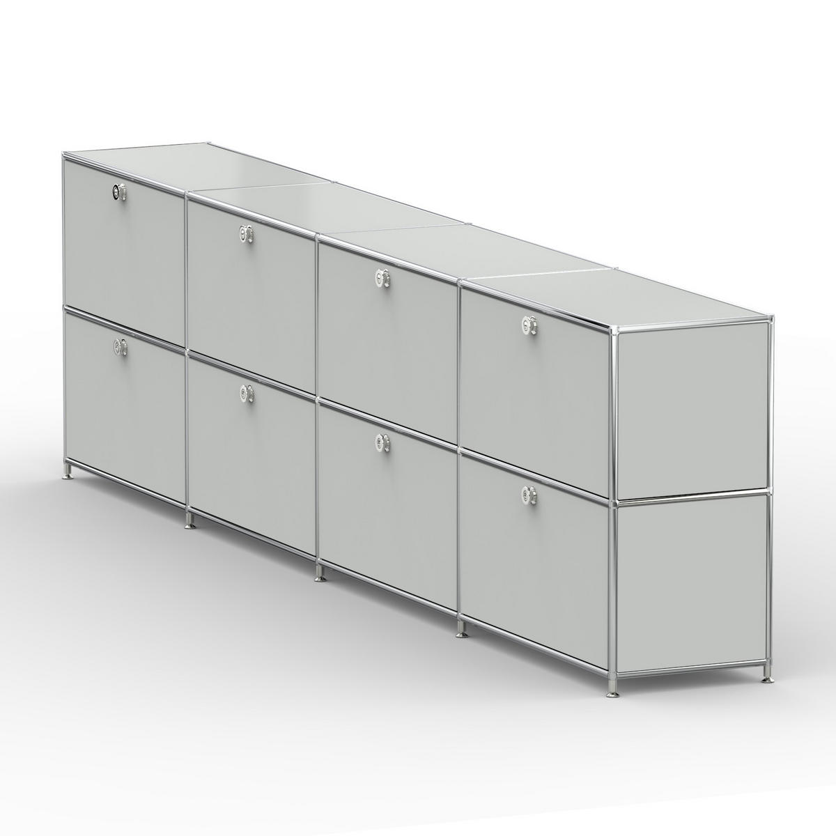 AKTENSCHRANK, 8 Schubladen & Schloss, Breite 302 cm, Lichtgrau - Chromfarben/Silberfarben, Metall (40/80.5/302.2cm) - Versee