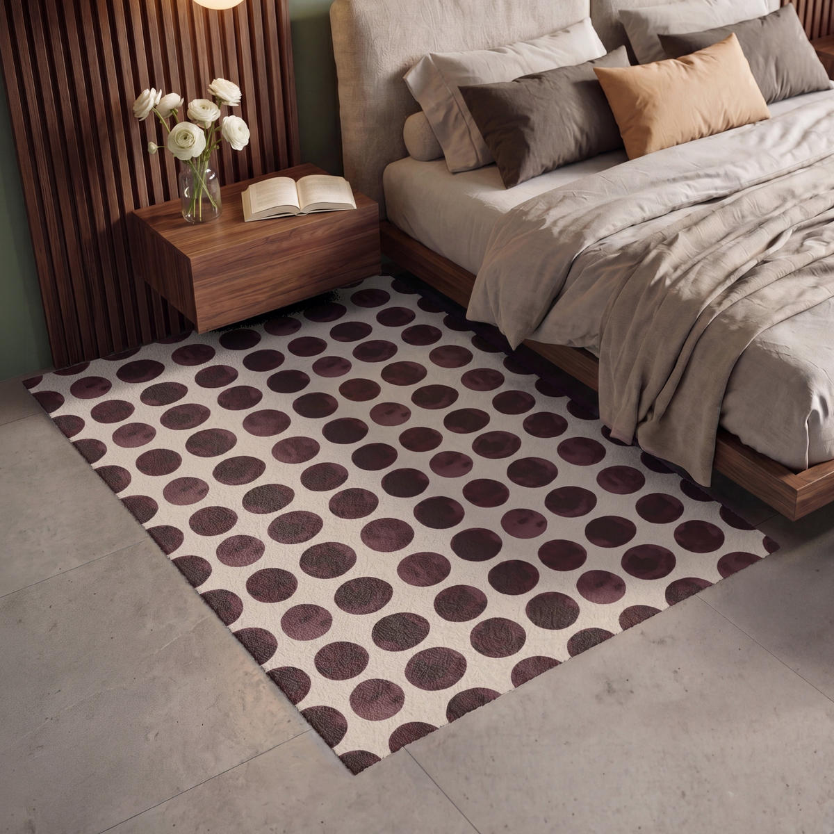 KOBERCE - Bodky - Vzor - Hnedý - 140x200 cm - tmavohnedá, textil/plast (140/0.4cm) - OnlyWow