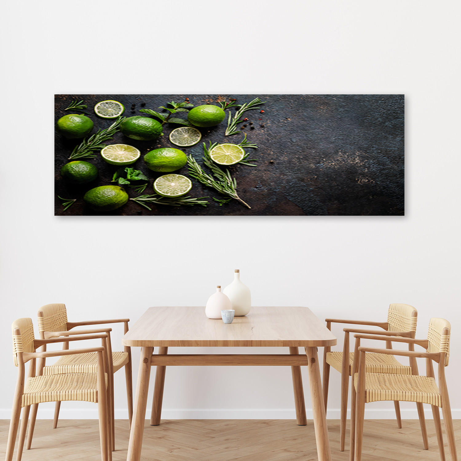 WANDBILD limette frucht gewürz küche gewürze - Grün, Textil (90/30cm) - Feeby