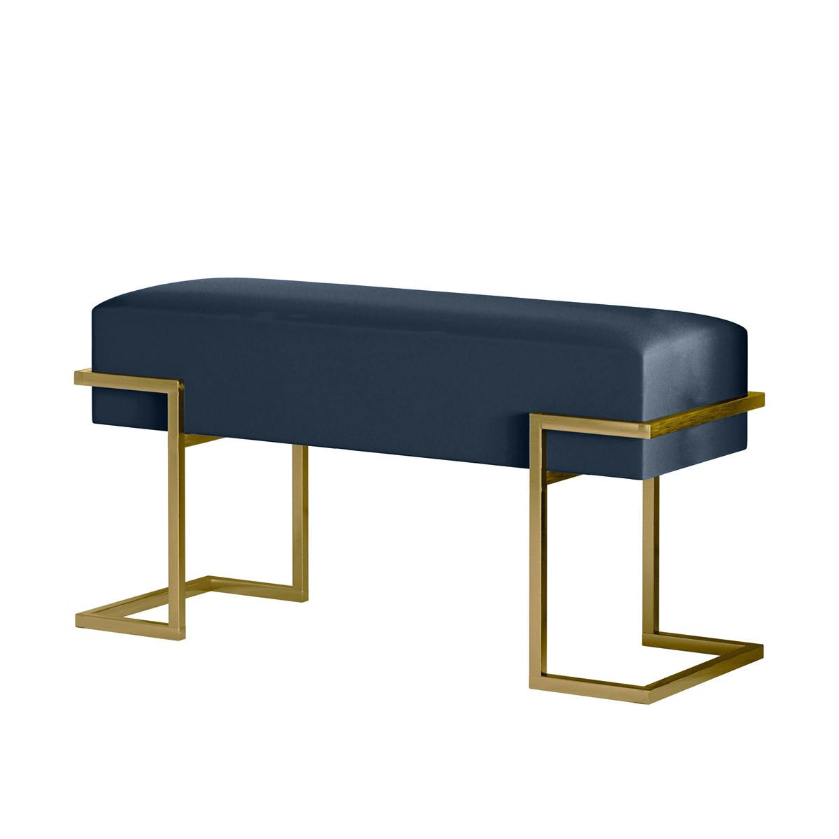 POLSTERBANK CELY 80 cm, Dunkelblau, Goldfarbenes Gestell - Goldfarben/Dunkelblau, Textil/Metall (80/42/34cm) - Bettso