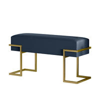 POLSTERBANK CELY 80 cm, Dunkelblau, Goldfarbenes Gestell - Goldfarben/Dunkelblau, Textil/Metall (80/42/34cm) - Bettso