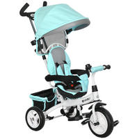 6-IN-1 Dreirad mit Schubstange, Kinderdreirad mit abnehmbarem Sonnendach Grün - Grün, Metall (95/50/106cm) - HOMCOM