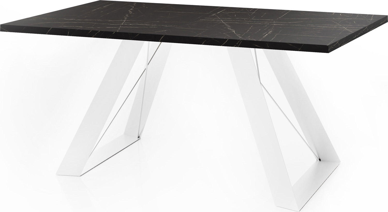 ESSTISCH Colter Weiß rechteckig ausziehbar, Marmor Schwarz 160-260/90/76 cm - Anthrazit/Schwarz, Holzwerkstoff/Metall (90/260/76cm) - WFL GROUP