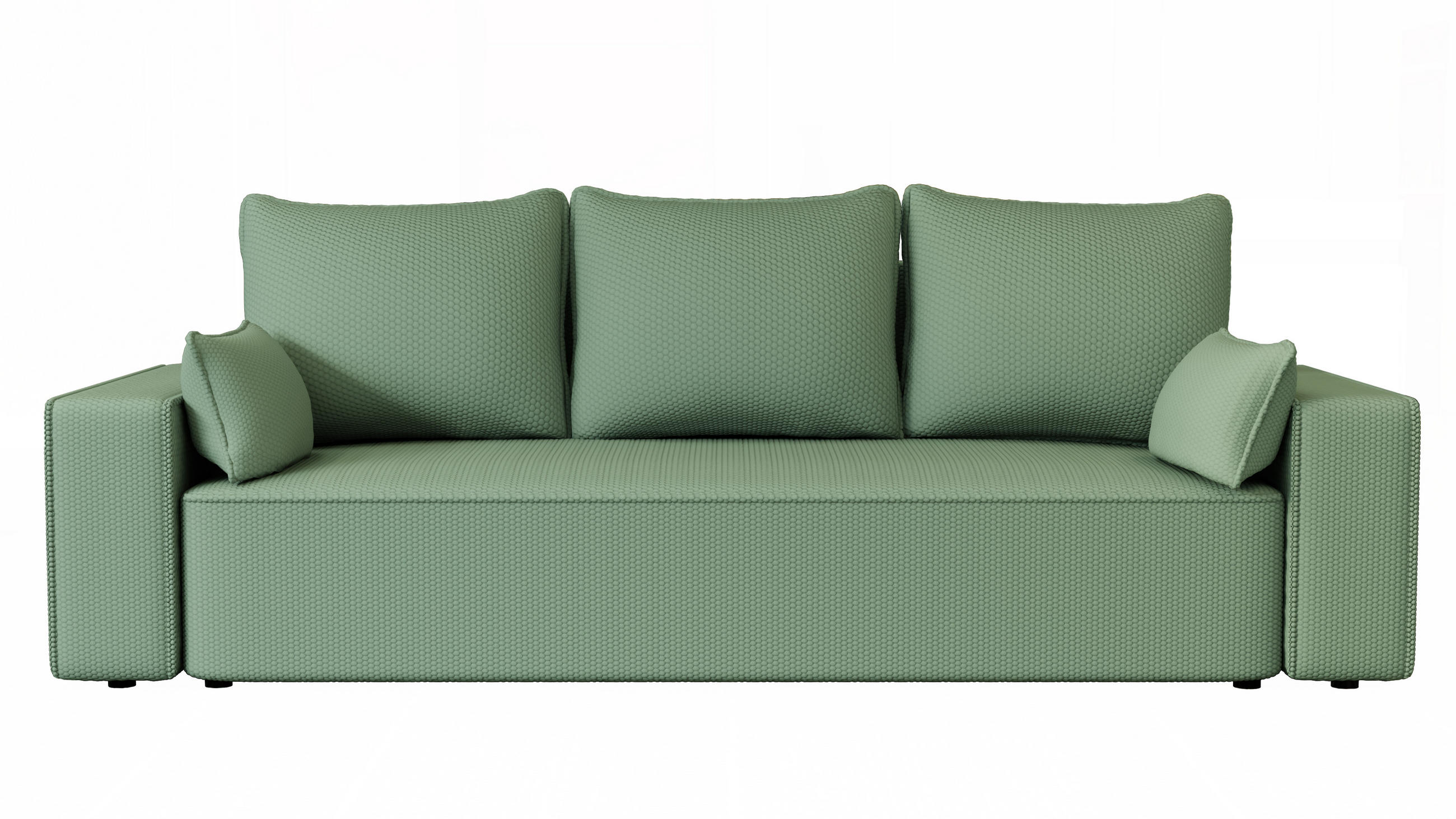 SOFA Vens mit Bettkasten und Schlaffunktion, Cordstoff - Mintgrün, Holzwerkstoff (242/85/95cm)