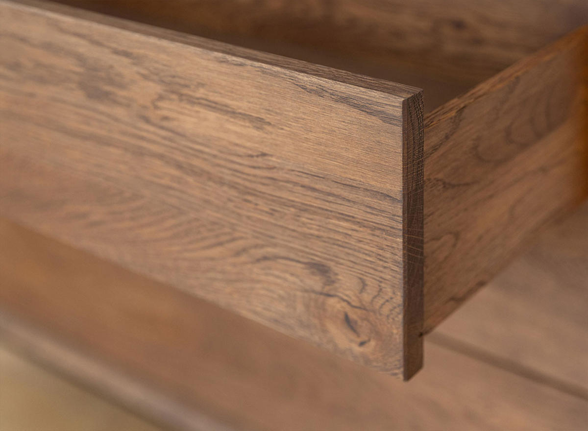 VITRINE Modern Loft Eiche Tabak 100 / 45 / 200cm - Dunkelbraun/Schwarz, Holz (100/200/45cm) - Feldmann-Wohnen