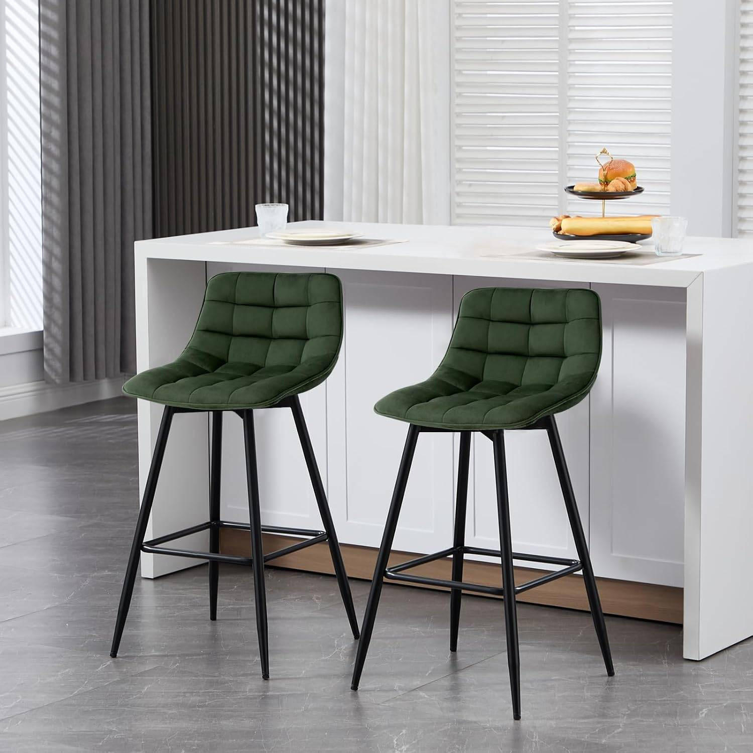 Thumbnail - Woltu Barhocker, Dunkelgrün, Textil, konisch, 43x88x35.5 cm, Esszimmer, Barmöbel, Barhocker