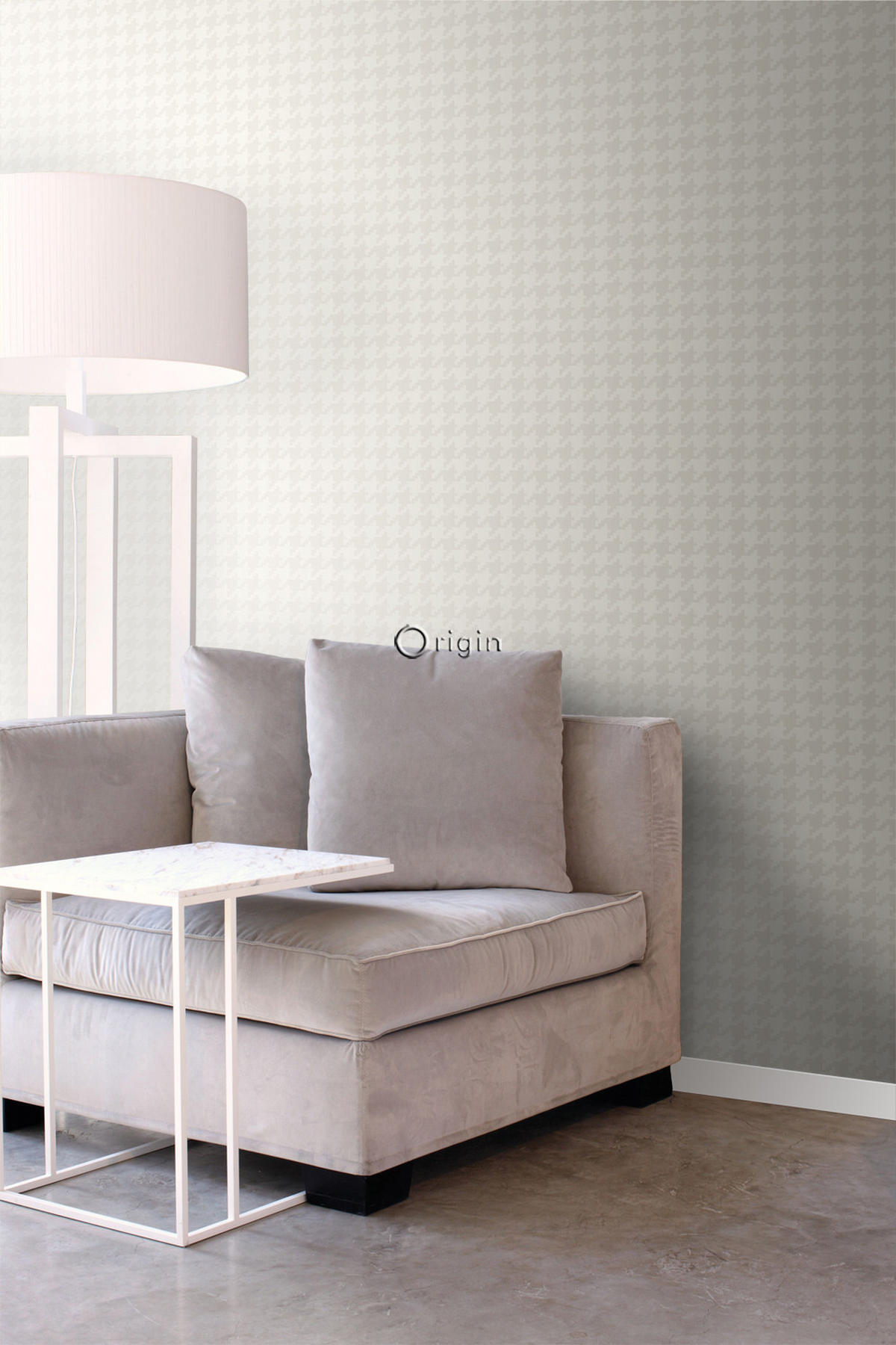 TAPETE Hahnentritt-Muster 53 cm x 10.05 m - Weiß, Papier (53/1000cm) - Origin Wallcoverings