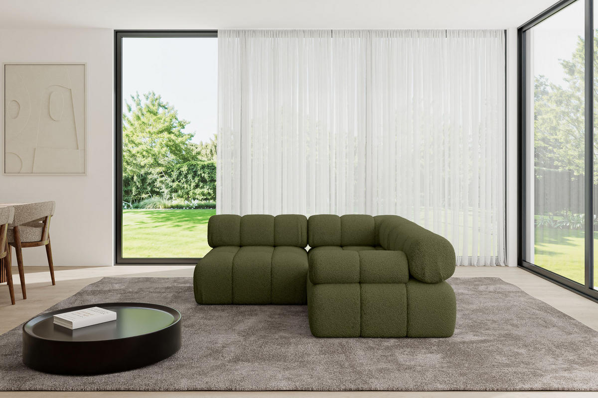 ECKSOFA modulares Sofa Mende-L1 - 190x190x70 cm Grün Bouclé - Grün, Holzwerkstoff/Textil (190/190cm) - ALTDECOR