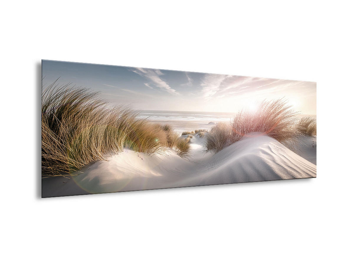 GLASBILD 80x30 cm Strand und Meer - Beige, Glas (80/30cm) - artissimo