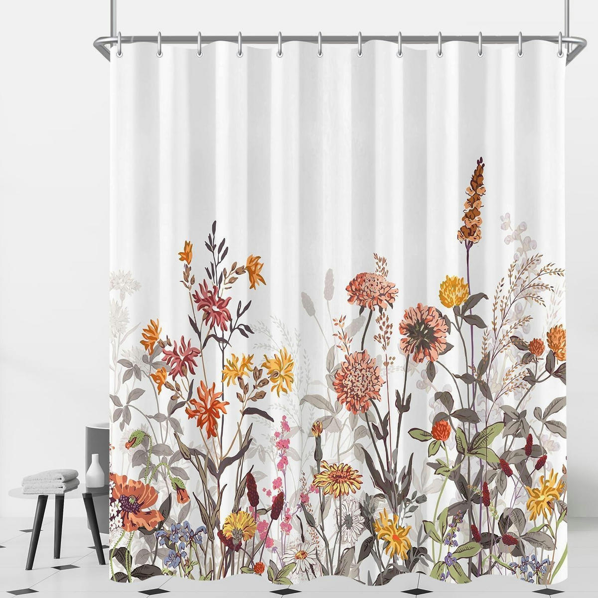 DUSCHVORHANG Mischblumen 120 x 200 cm - Multicolor, Textil (120/200cm)