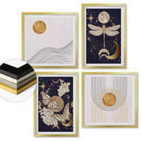 WANDBILDER 4er Set - 50x50 cm & 40x60 cm Goldrahmen - Naturmotive mit dem Mond - Goldfarben, Kunststoff (50/50cm) - ArtPrintCave