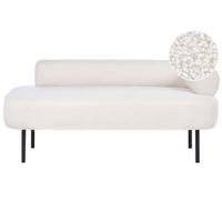 ČALOUNĚNÉ LEHÁTKO CHAISE LONGUE PRAVOSTRANNÉ Bouclé Krémově bílé Mirmande - bílá/černá, textil (153/65/70cm) - Beliani