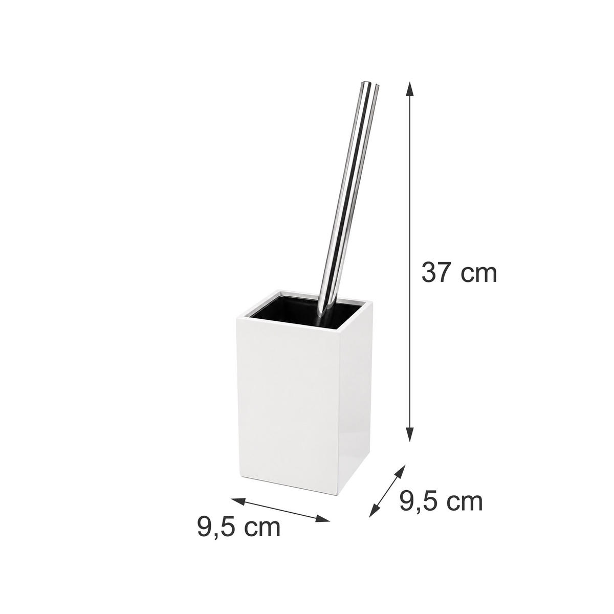 WC-ŠTĚTKA Bílá s držákem bambus - bílá, kov/dřevo (9.5/37/9.5cm) - Relaxdays