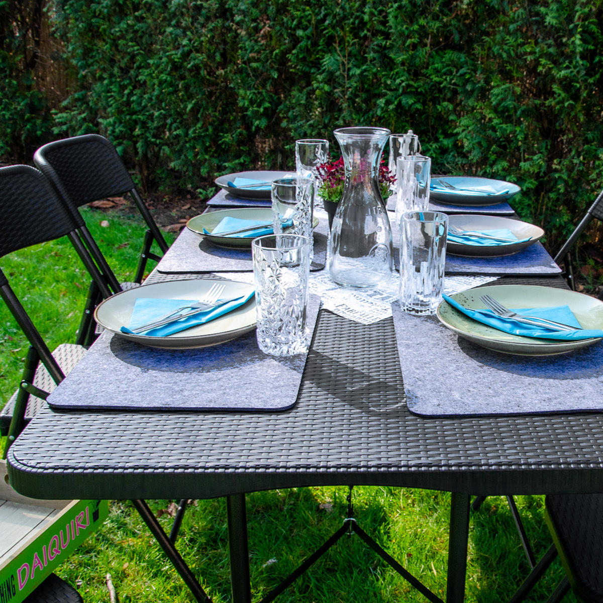 GARTENTISCH für 6 Personen, 180/74cm, Schwarz - Schwarz, Kunststoff - Amanka