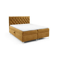 BOXBETT mit Stauraum und Topper Senf 120x200 cm - Gelb, Textil (120/200cm) - Home Collective