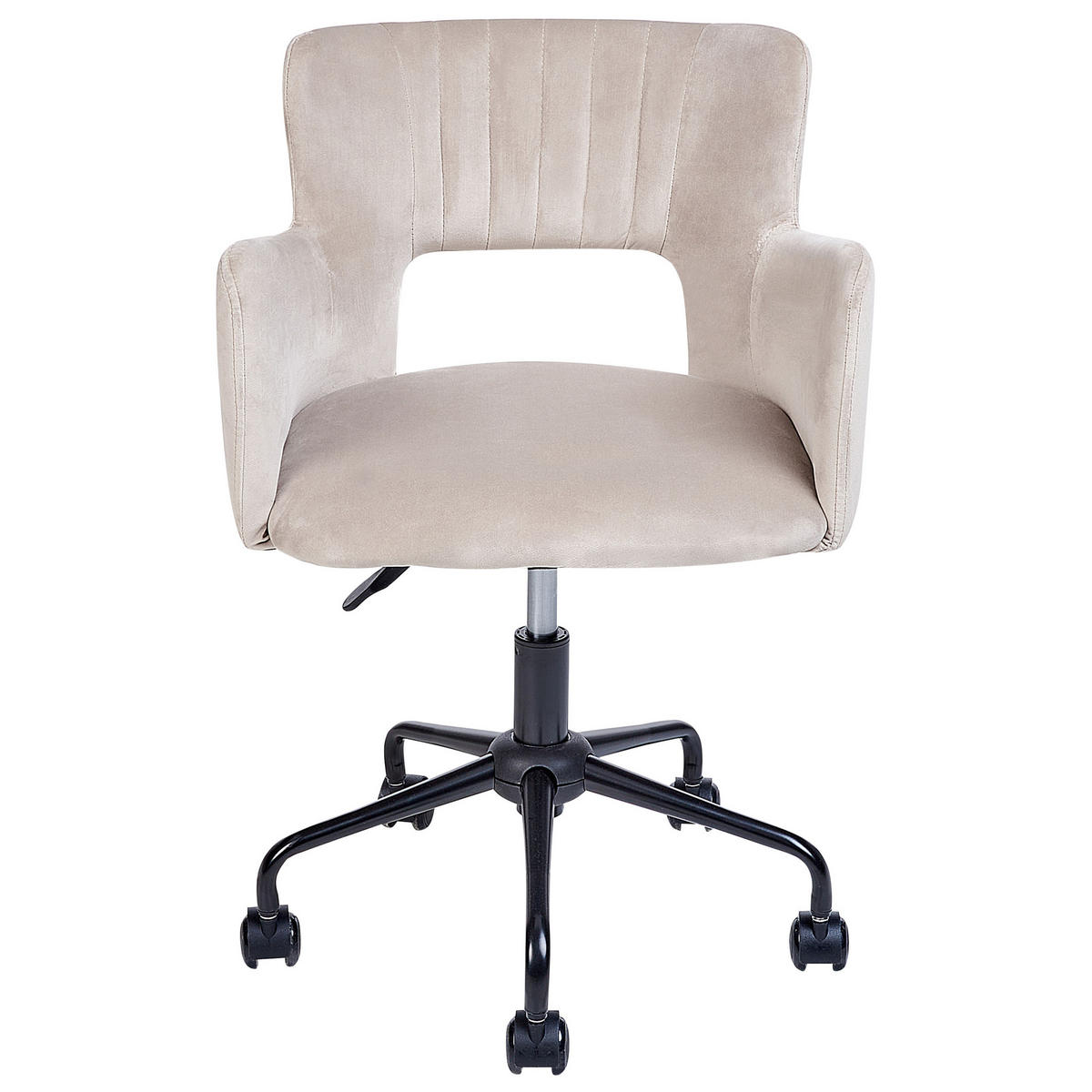 BÜROSTUHL Samtstoff Beige Sanilac - Beige, Textil/Metall (62/79/62cm) - Beliani