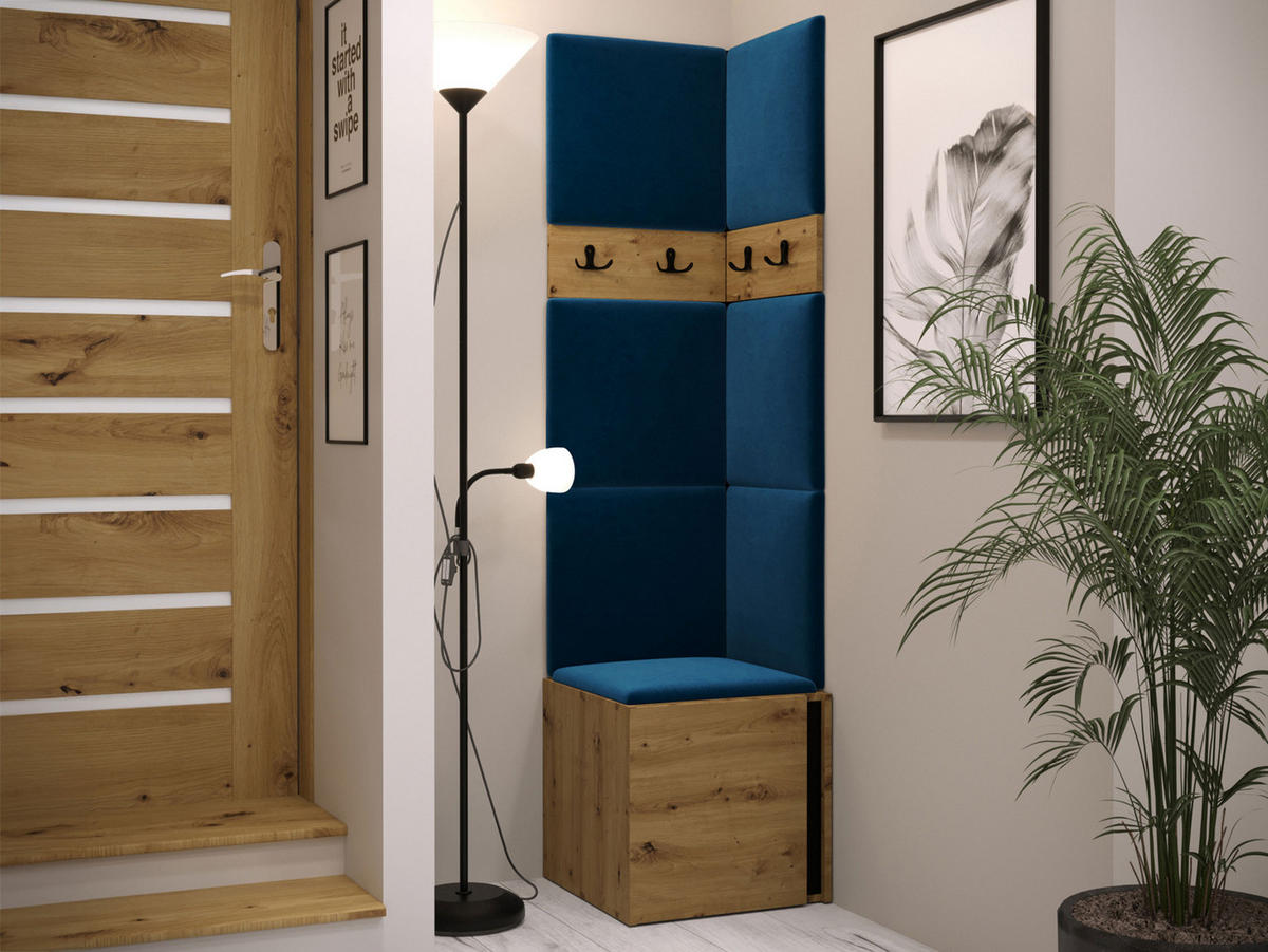 GARDEROBEN-SET Orion XXI - Blau/Eiche Artisan, Holzwerkstoff/Kunststoff (42/186/46cm) - MIRJAN24