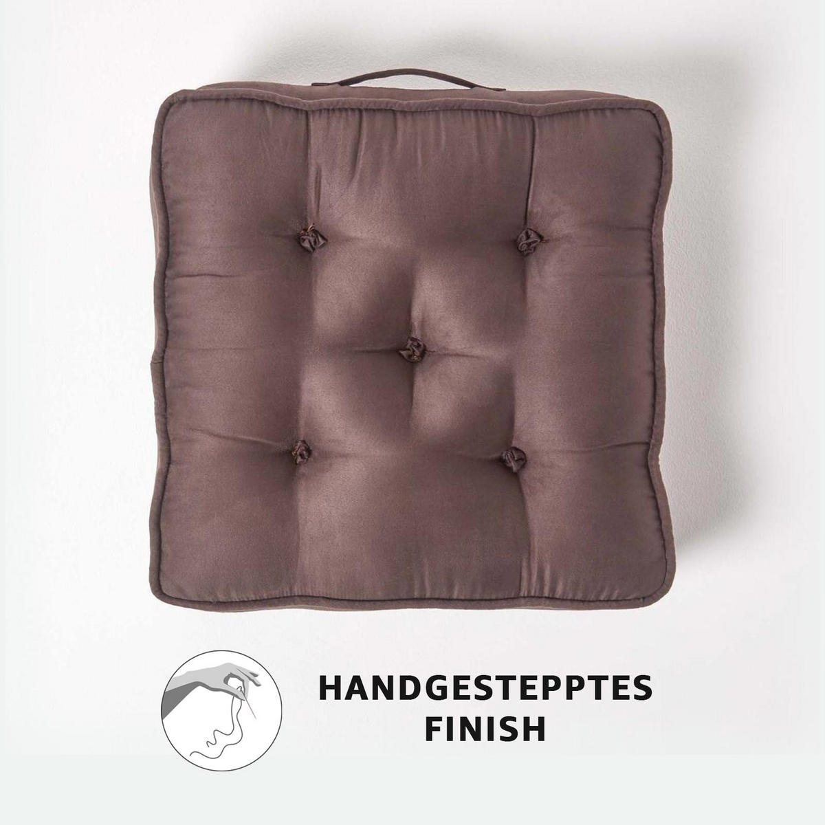 SITZKISSEN braun 50/50/10 cm – Sesselkissen, Velours - Braun, Textil (50/50/10cm) - Homescapes