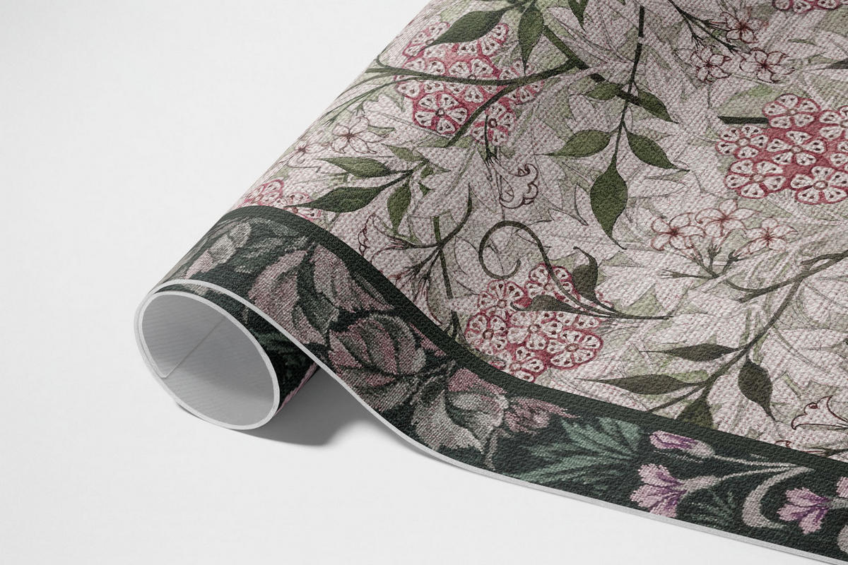 TEPPICH 150x225 cm Jasmin Skizze von William Morris - Pink, Kunststoff (150/225cm) - Wallfluent