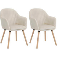 ESSZIMMERSTUHL 2er-Set, Samt, Massivholz, Creme - Creme/Naturfarben, Holz/Textil (42/81/50cm) - Woltu
