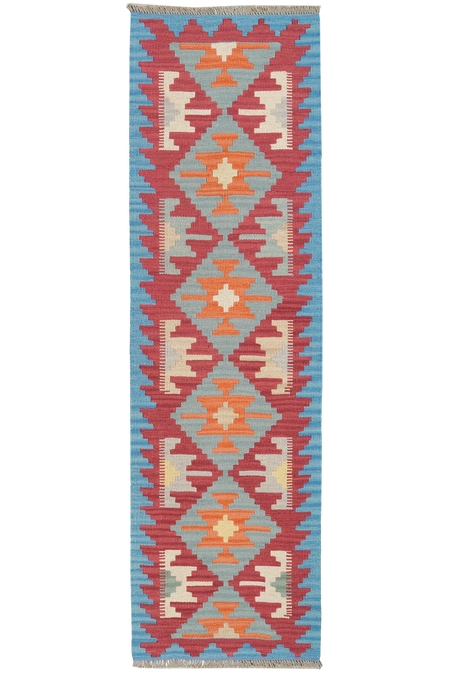 HANDWEBTEPPICH Kelim Gashgai Rot 198/58 cm Schurwolle - Rot, Textil (58/198cm) - Looma