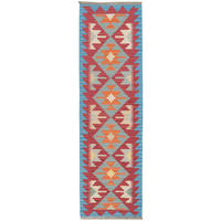 HANDWEBTEPPICH Kelim Gashgai Rot 198/58 cm Schurwolle - Rot, Textil (58/198cm) - Looma