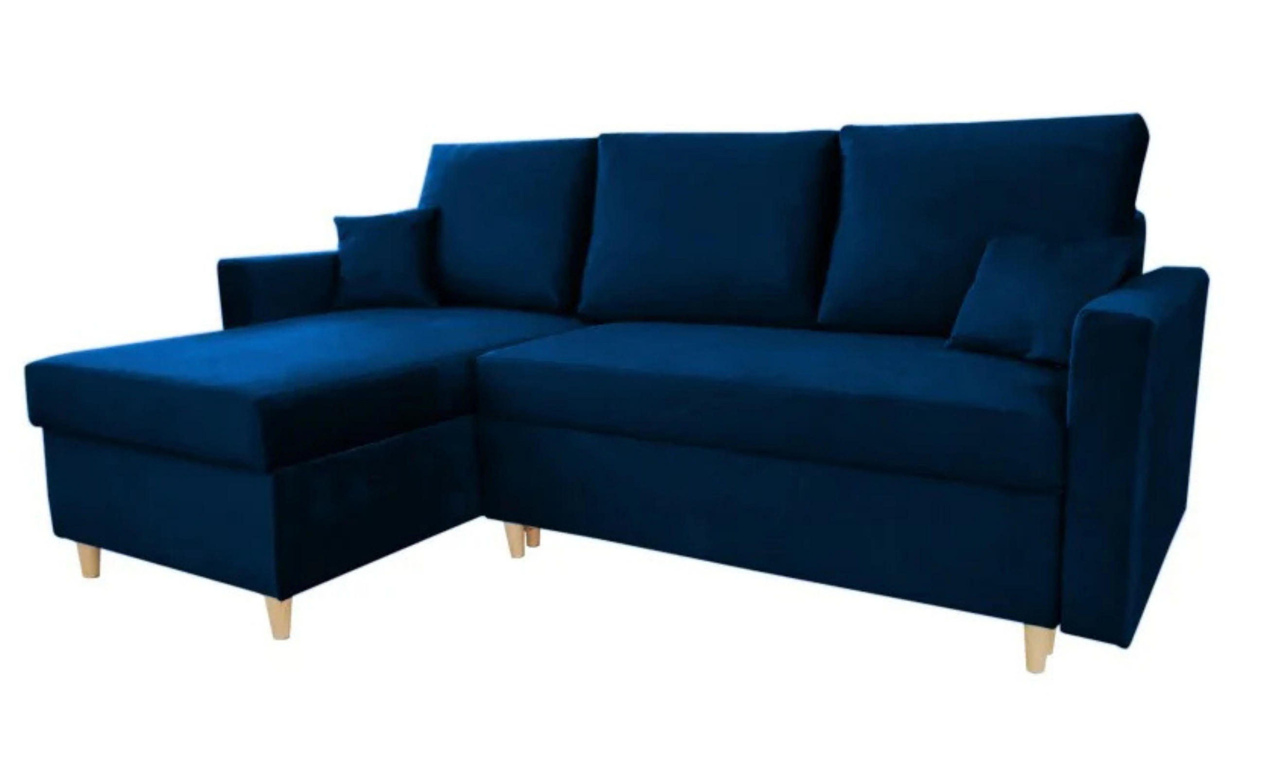 ECKSOFA MON, Blau, Veloursstoff, Ottomane Universal - Blau, Textil (222/142cm) - Sepro Meble