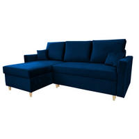 ECKSOFA MON, Blau, Veloursstoff, Ottomane Universal - Blau, Textil (222/142cm) - Sepro Meble